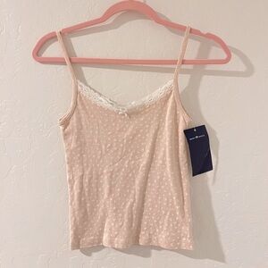 Pink floral lace trim tank with bow!!